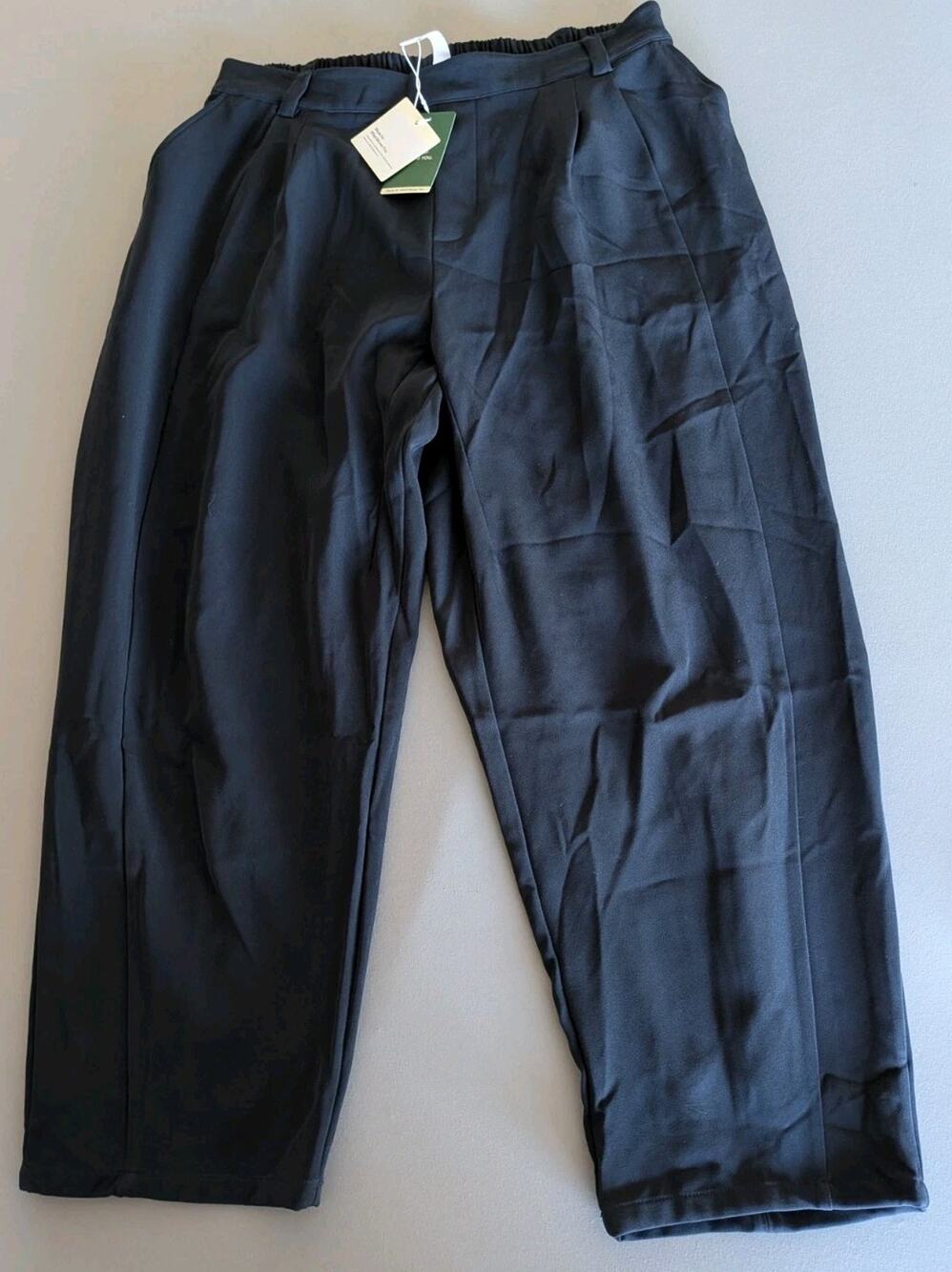 Halara NWT Barrel Leg Pants XL Navy Blue Mid Rise Pleated Tapered Stretch